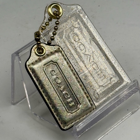 Coach Metallic Med and Large Clear and Glitter Gold Hang Tags - Picture 6 of 6
